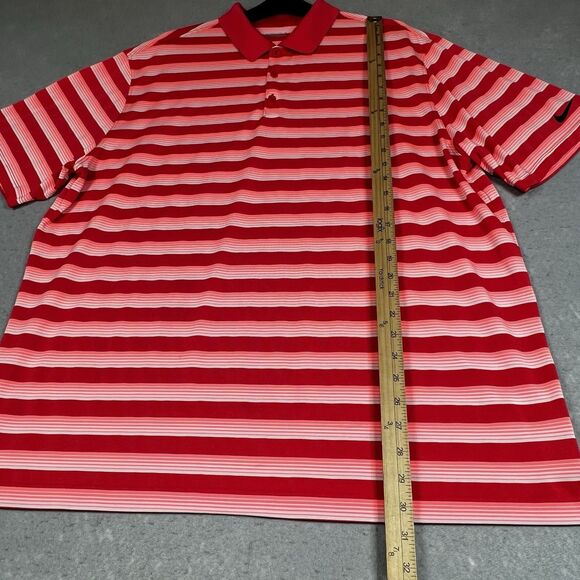 Nike Dri Fit Performance Golf Shirt Men’s XXL Standard Fit Stripes Red Pink 2XL - Picture 6 of 11